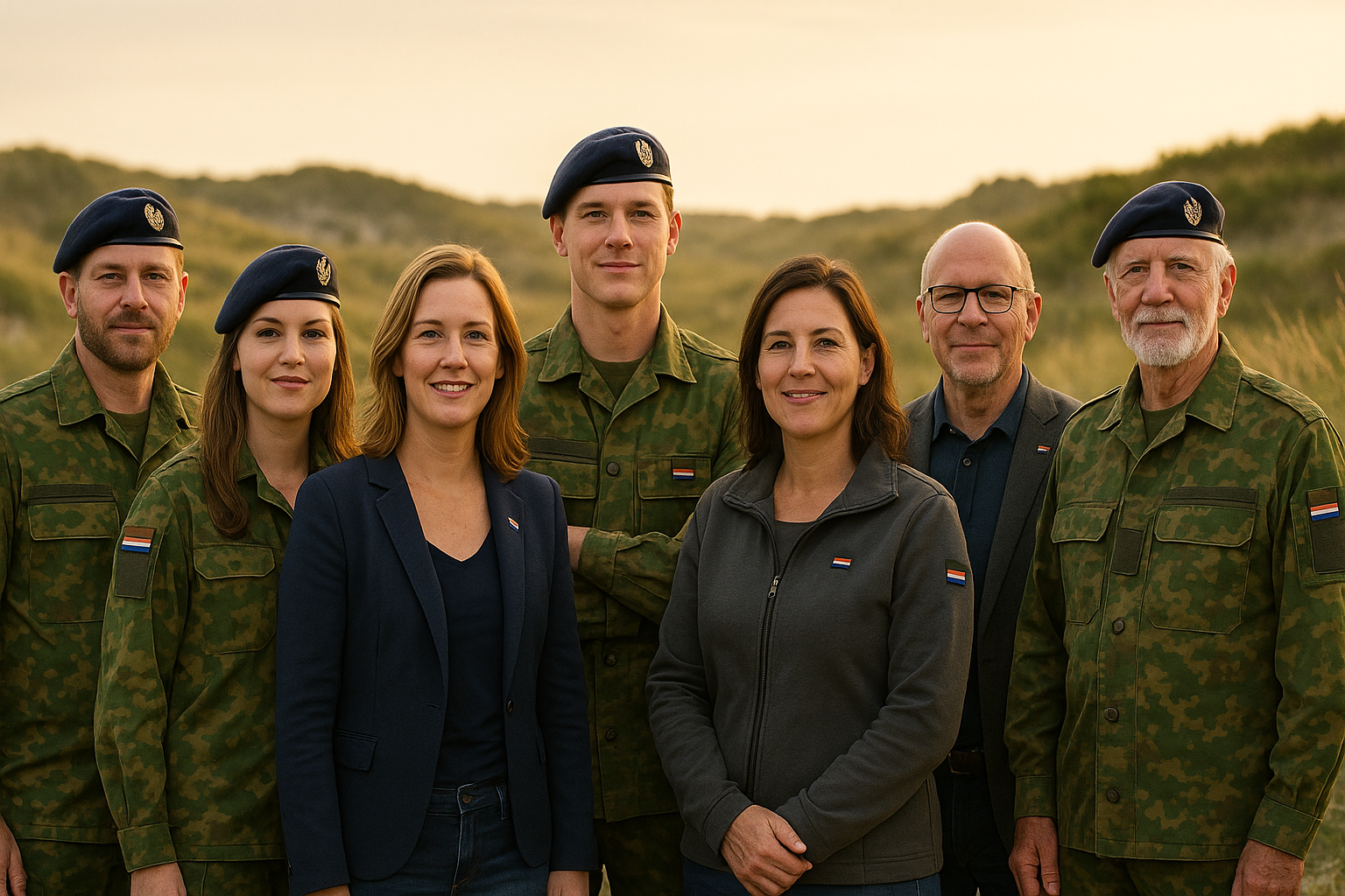 Nederlandse veteranen en professionals samen buiten in gesprek